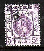 Hong Kong-Sc#134- id7-used 5c violet KGV-1931-