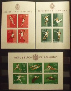 19113   SAN MARINO  MNH # 456-465     Three S/S             CV$ 11.00