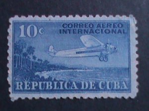 ​CUBA 1931 SC#C5 AIRPLANE ON COAST OF CUBA-MLH-OG VF-92 YEARS OLD STAMP