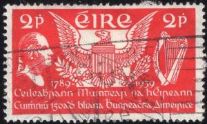 Ireland 103 - Used - 2p Washington / US Eagle / Harp (1939) (cv $0.60)