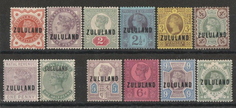 ZULULAND 1888 QV GB ½d to 1/- plus Natal ½d & Postal Fiscal 1d 