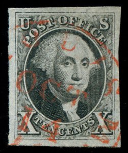 momen: US Stamps #2 Used ST LOUIS RED C.D.S. SUPERB GEM PF CERT