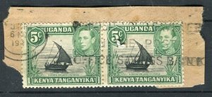 BRITISH KUT KENYA; 1938 early GVI issue 5c. used fine POSTMARK PIECE