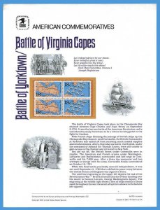 USPS COMMEMORATIVE PANEL #152 YORKTOWN/VIRGINIA CAPES #1937-38 