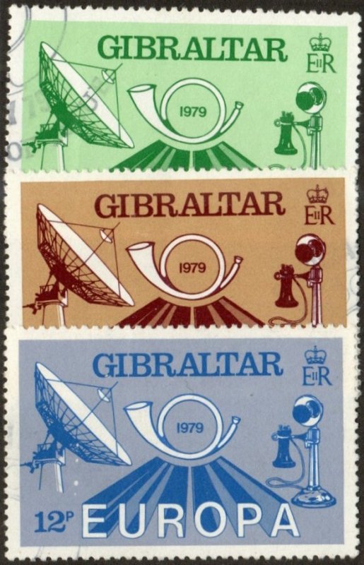 Gibraltar 382-84 - Used - Europa / Dish / Phone / Posthorn (1979) (cv $3.10)