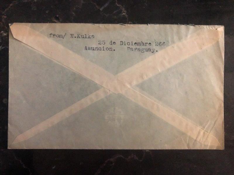 1949 Asuncion Paraguay Airmail Cover To Baltimore MD USA