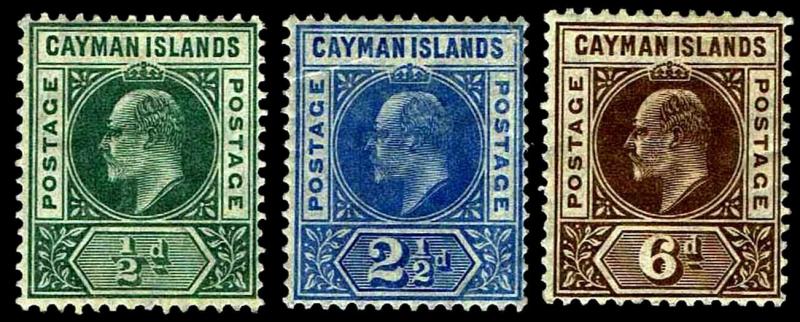 1905 Cayman Islands #8 & 10-11 Edward VII  Wmk 3 - OGH - VF - CV$43.00 (E#3195) 