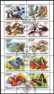 Burundi 2011 Marine Life Birds Butterflies Sheet Used / CTO