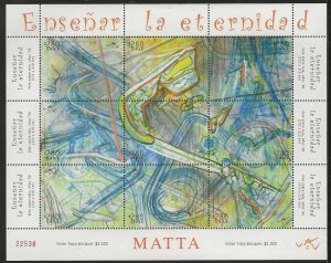 Chile 2008, Scott 1502, Showing Eternity, painting by Roberto Matta, sheet of 9