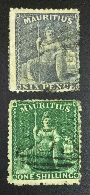 MOMEN: MAURITIUS SG #54-55 1862 USED £435 LOT #64128