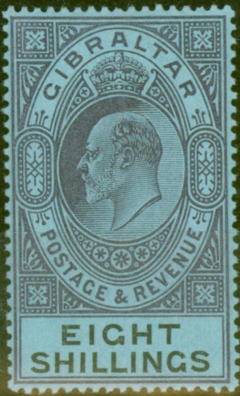 Gibraltar 1903 8s Dull Purple & Black-Blue SG54 Fine & Fresh Lightly Mtd Mint...