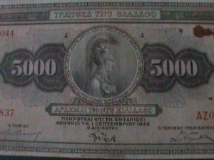 ​GREECE-1932-BANK OF GREECE -5000 DRACHMAI-LT-CIRCULATED-VF-92 YEARS OLD