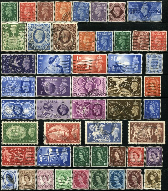 150+ ENGLAND Great Britain Stamps Postage Collection 1941-1965 Used