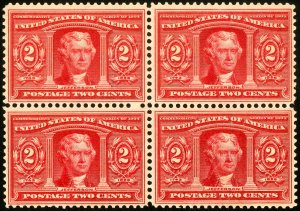 US Stamps # 324 MNH XF Fresh Block Of 4 3 No Hinge And 1 Light Hinge