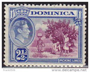 Dominica 1938, KGVI, Picking Limes, 2 1/2d, sc#101, MH