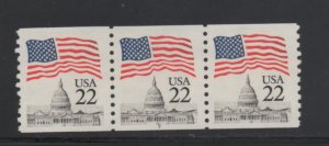 Scott #  2115a  Narrow Block Tagging unused  OG  MNH  Plate # 7 coil strip of 3