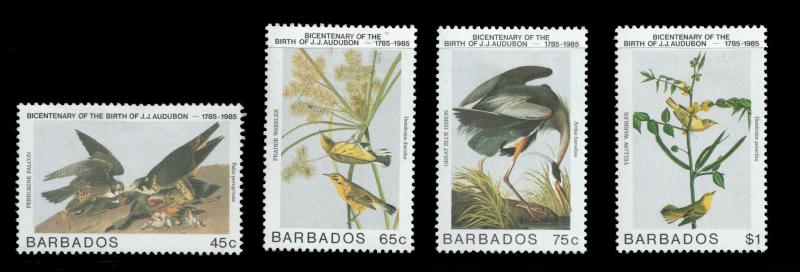 BARBADOS #665-668 BICENTENARY OF J.J. AUDUBON, MH