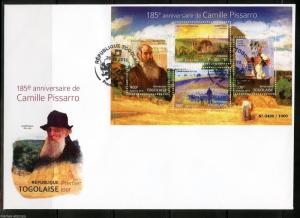 TOGO 2015 185th BIRTH ANNIVERSARY OF CAMILLE PISSARRO  SHEET FDC