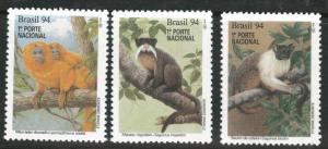 Brazil Scott 2474-2476 MH* 1994 monkey set