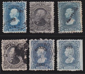 MEXICO 6 Perf Hidalgo issues - various dates / district overprints - used..D3014
