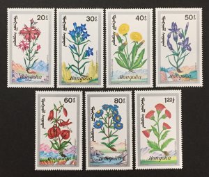 Mongolia  1991 #1973-9, Flowers, MNH.