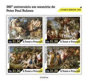 St Thomas - 2020 Artist Peter Paul Rubens - 4 Stamp Sheet - ST200619a