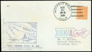 11/20/34 USS MACON MAKES TRAINING FLIGHT AT SEA, Mellone's $75.00, Only 19 Made 