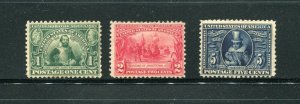 US 1907 Sc# 328-330 Jamestown Exposition Issue Set Mint Hinged