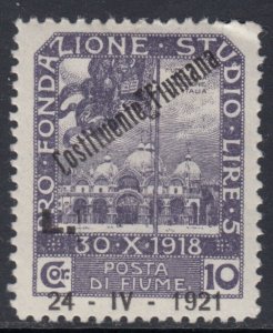 ITALY - Fiume n.175e Variety 24-IV-2021 shifted to bottom MH* cv 1400$