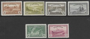 Canada 268-73  1946  set 6  FVF  Mint  NH