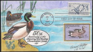 Bernard Goldberg Hand Painted Dual Combo FDC for the Federal 1984 Duck Stamp