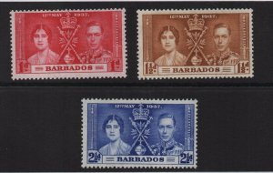 Barbados 1937 SG245/7 Coronation set of 3 mounted mint