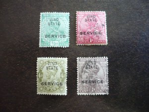 Stamps-Indian Convention State Jhind-Scott#O26-O34-Used Part Set of 4 Stamps