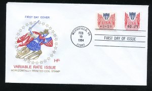 US CVP32 w/CVP31 29c Computer Vended Postage coil UA Farnam (HF) cachet FDC