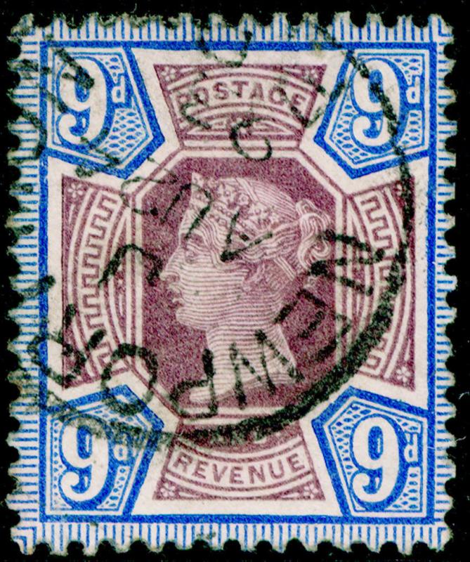 SG209, 9d dull purple & blue, FINE USED, CDS. Cat £45. 