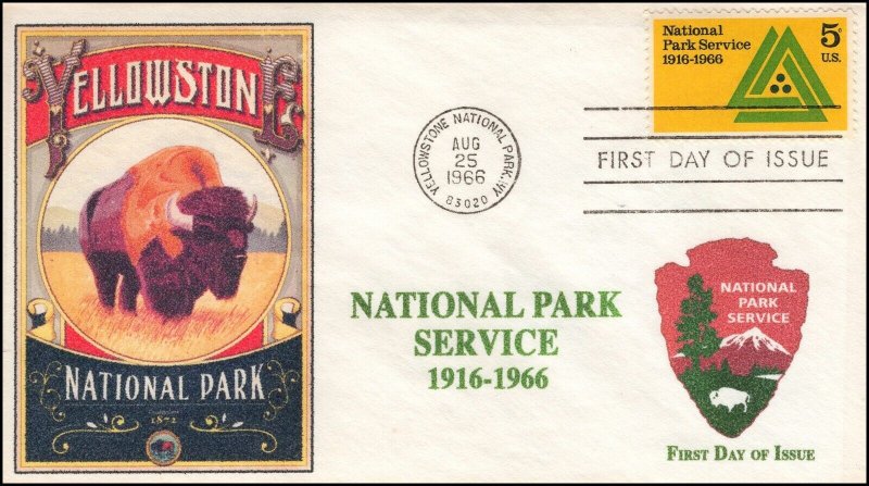 AO-1314, 1966, National Park Service, First Day Cover, Add-on Cachet, SC 1314,  