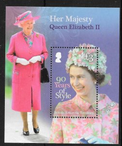 BRITISH ANTARCTIC TERR. SGMS684 2016 QUEEN ELIZABETH 90th BIRTHDAY M/S MNH (r)