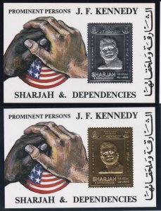 Sharjah # MBlock150,151, John F. Kennedy,  Silver & Gold Foil, Mint NH