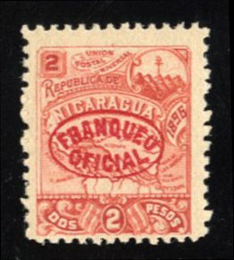 Nicaragua #O89 Cat$12, 1896 2p red, hinged