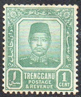 Trengganu 1910 1c blue-green MH