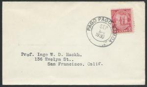 AMERICAN SAMOA 1930 2c Charleston on cover ex PAGO PAGO....................27406