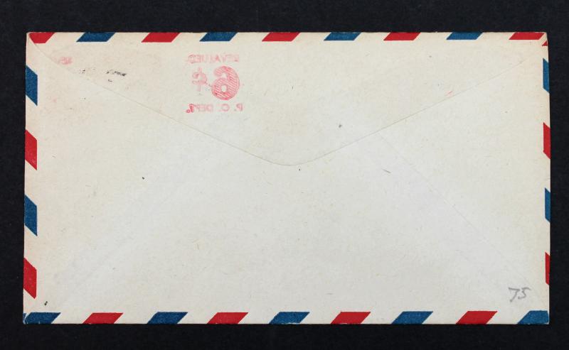 US Error/EFO Stamped Envelope Sc# UC20 Offset 6 on back of Envelope