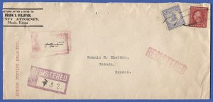 US 1912 Sc F1  10c Registration stamp + 2c on cover, MEADE, KS, CV $85