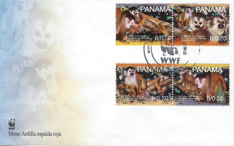 PANAMA WWF RED BACKED SQUIRREL MONKEY Sc 931 FDC 2007