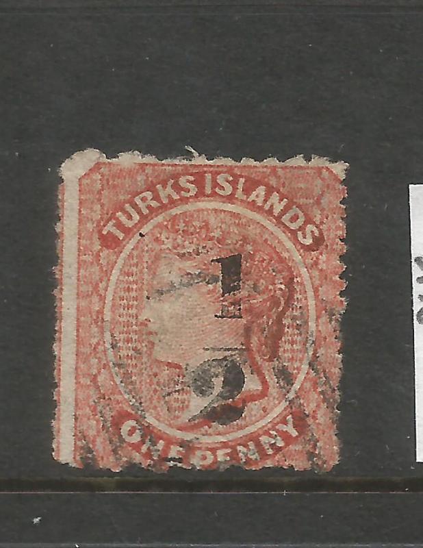 TURKS ISLANDS 1873-79  1/2d on 1d QV  FU  SG 17  