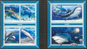 Mozambique 2017 Marine Life Sharks sheet + S/S MNH