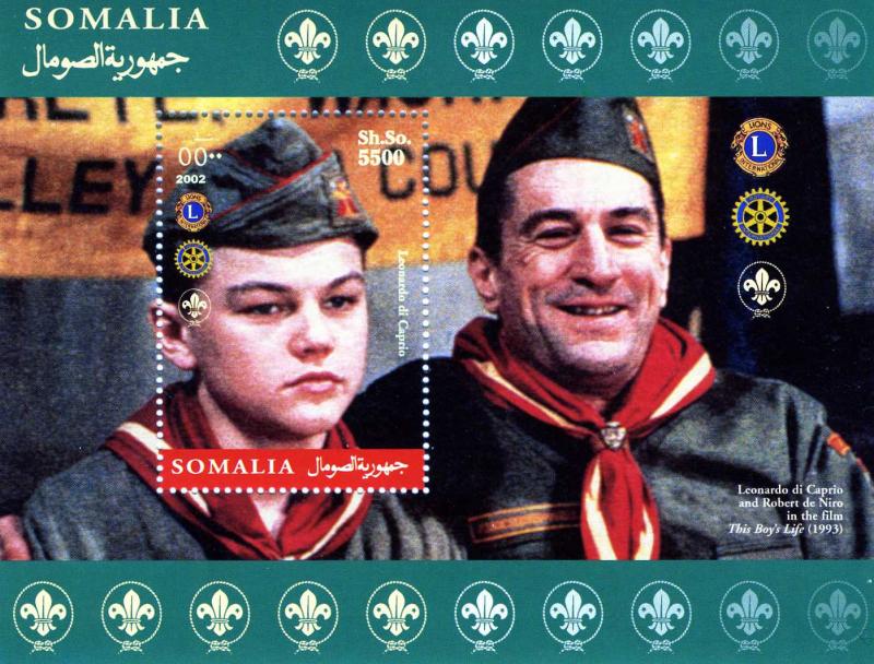 Somalia 2002 DE NIRO & DiCAPRIO Scout Lions & Rotary s/s Perforated Mint (NH)