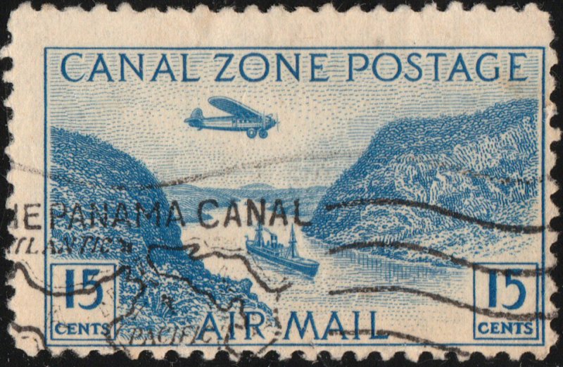 CANAL ZONE - 1931 Sc.C10 15c blue - VF Used (921e)