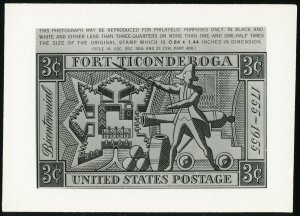 USA #1071 Fort Ticonderoga Issue A518 Photo Essay BW 2½x3½ Publicity Card