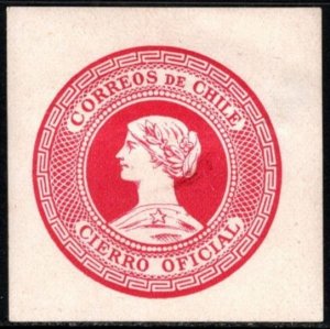 1902 Chile Official Post Office Seal Red Unused